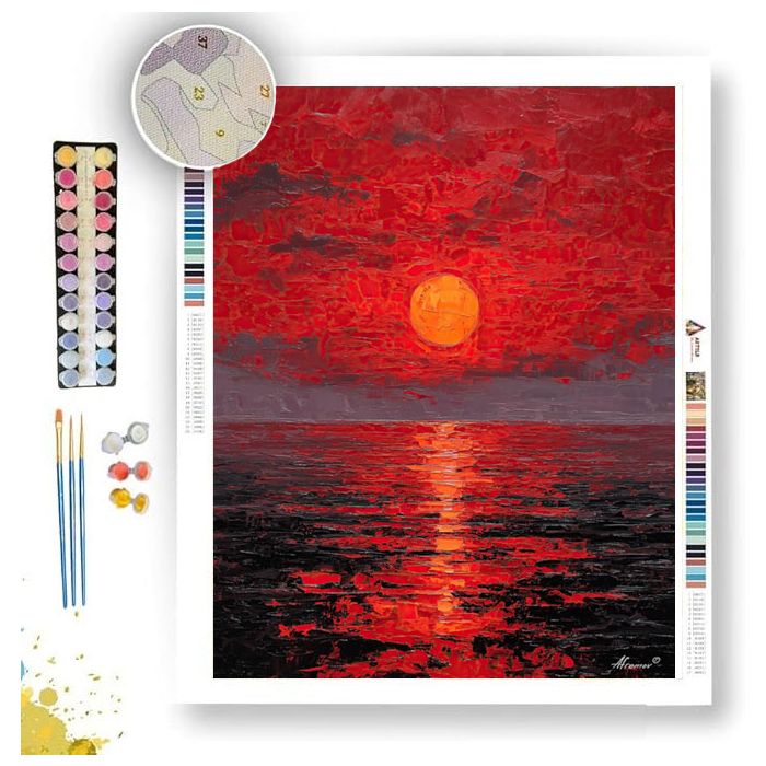 CRIMSON SUNSET B&W - Paint by Numbers Full Kit
