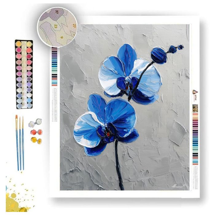 BLUE ORCHID B&W - Paint by Numbers Full Kit