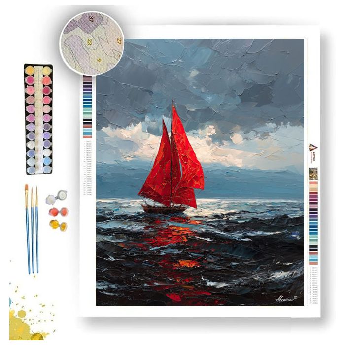 RED SAIL B&W - Paint by Numbers Full Kit