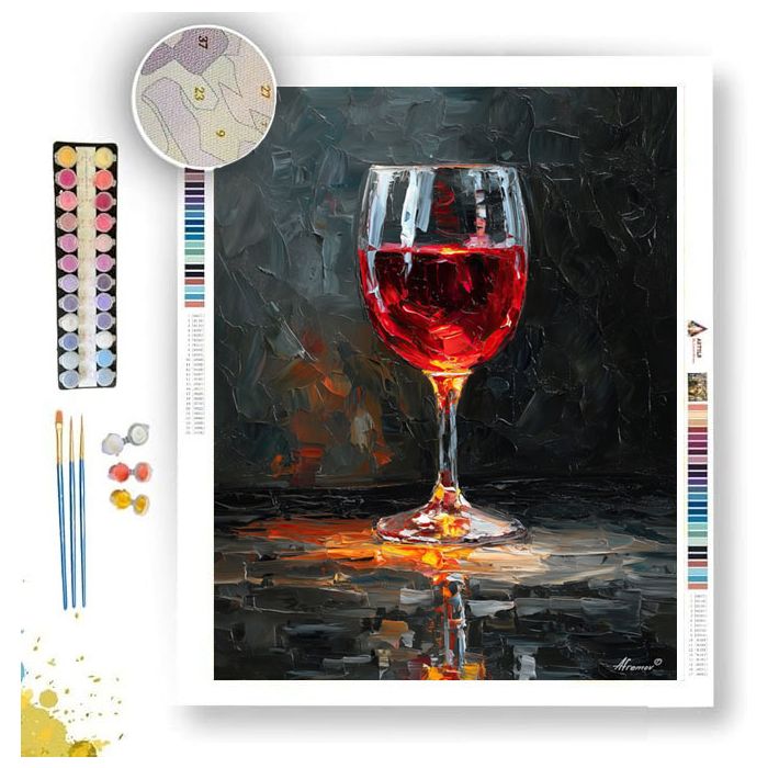 RED WINE GLASS B&W - Paint by Numbers Full Kit