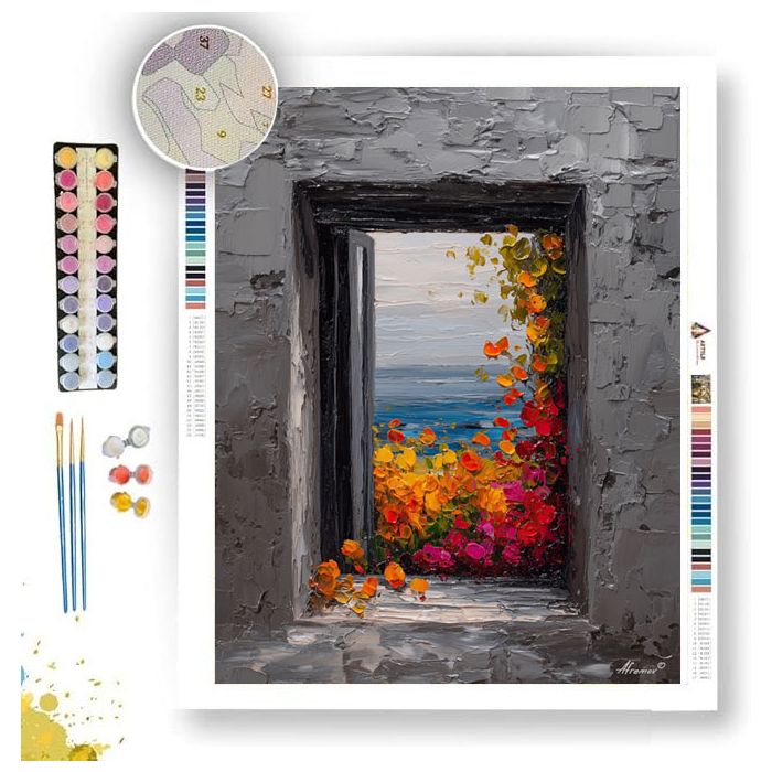 WINDOW TO SUMMER B&W - Paint by Numbers Full Kit
