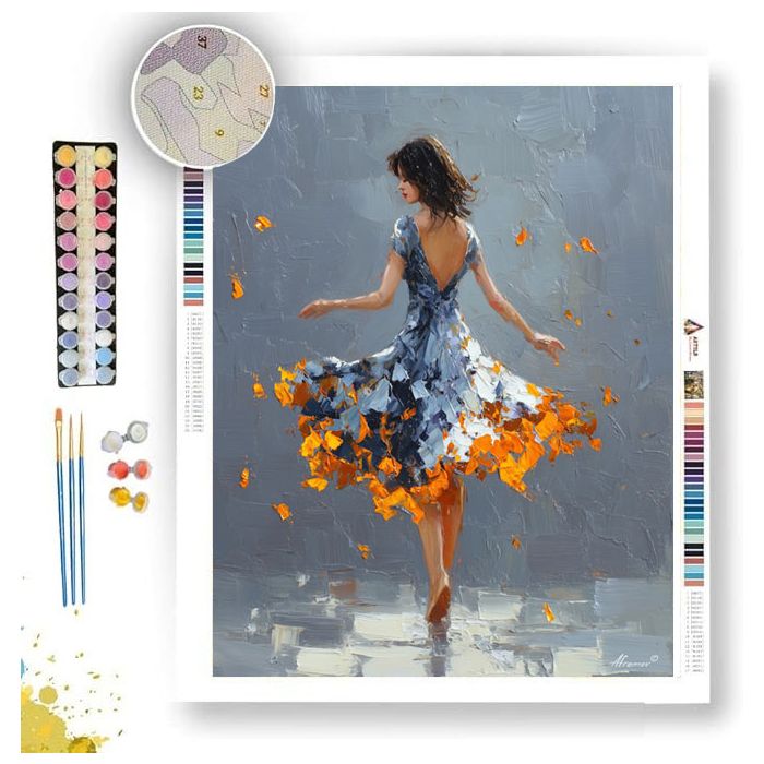 FLAME DRESS B&W - Paint by Numbers Full Kit