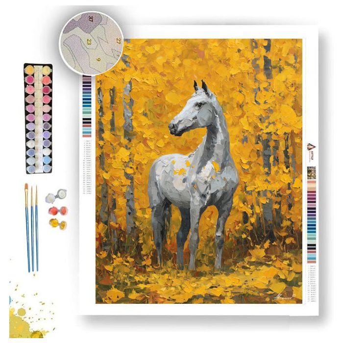 GOLDEN HORSE B&W - Paint by Numbers Full Kit