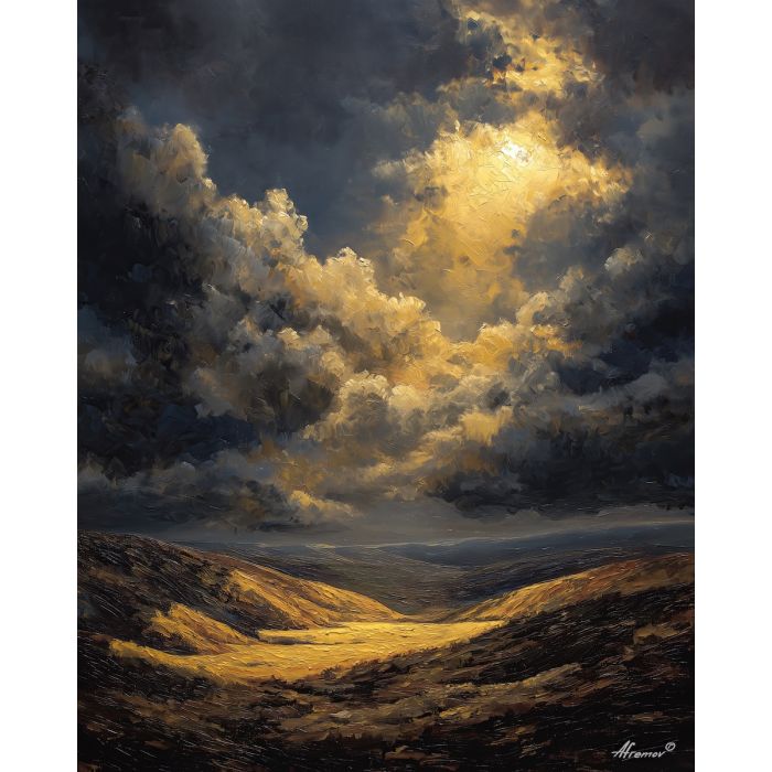 GOLD LIGHT OVER VALLEY B&W