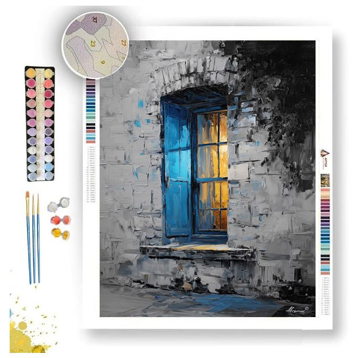 BLUE WINDOW B&W - Paint by Numbers Full Kit