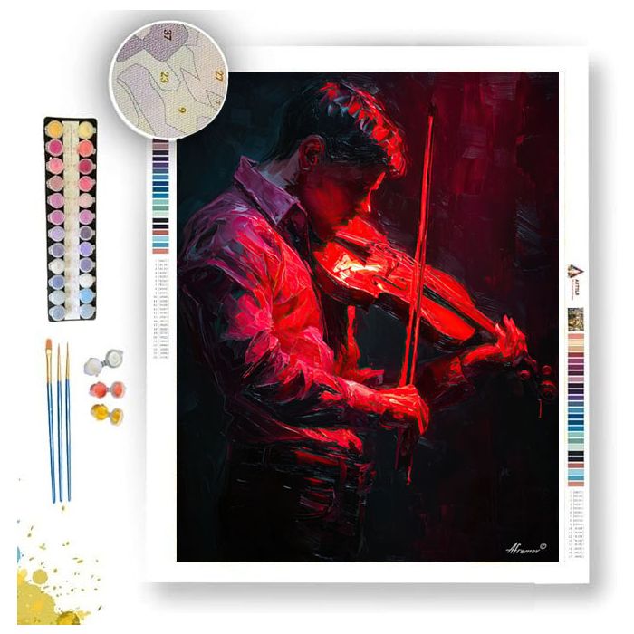 RED VIOLINIST B&W - Paint by Numbers Full Kit