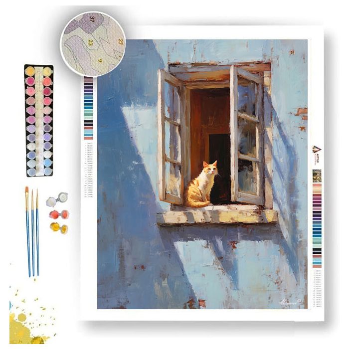 CAT IN WINDOW - Paint by Numbers Full Kit
