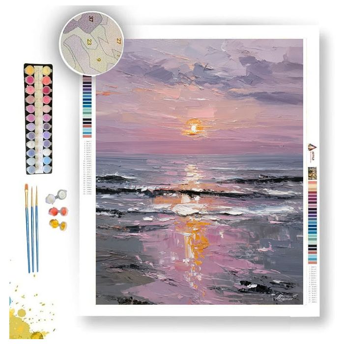 PINK SUNRISE B&W - Paint by Numbers Full Kit