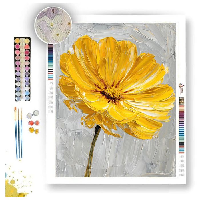 YELLOW DAISY B&W - Paint by Numbers Full Kit