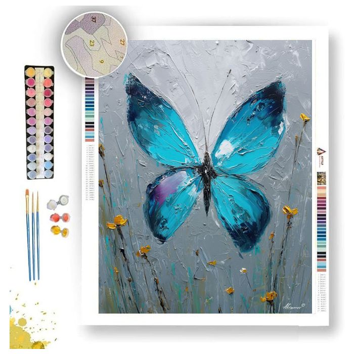 BLUE BUTTERFLY B&W - Paint by Numbers Full Kit