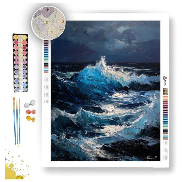 BLUE WAVE B&W - Paint by Numbers Full Kit