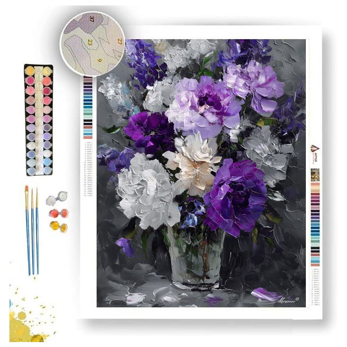 VIOLET PETAL B&W - Paint by Numbers Full Kit