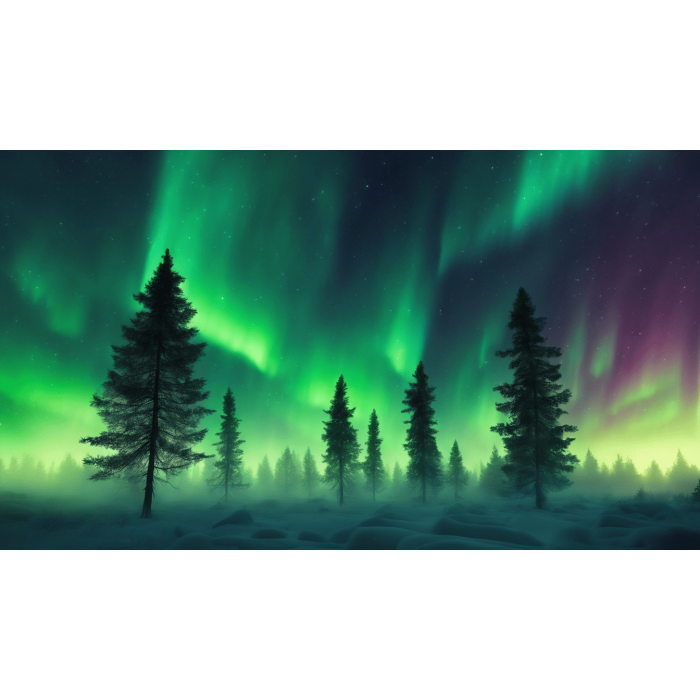 NORTHERN LIGHTS OVER A PINE FOREST