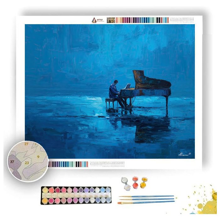 PIANO IN BLUE - Paint by Numbers Full Kit