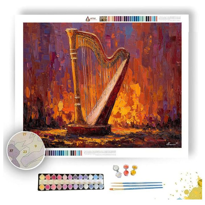 HARP BY THE FIRE - Paint by Numbers Full Kit