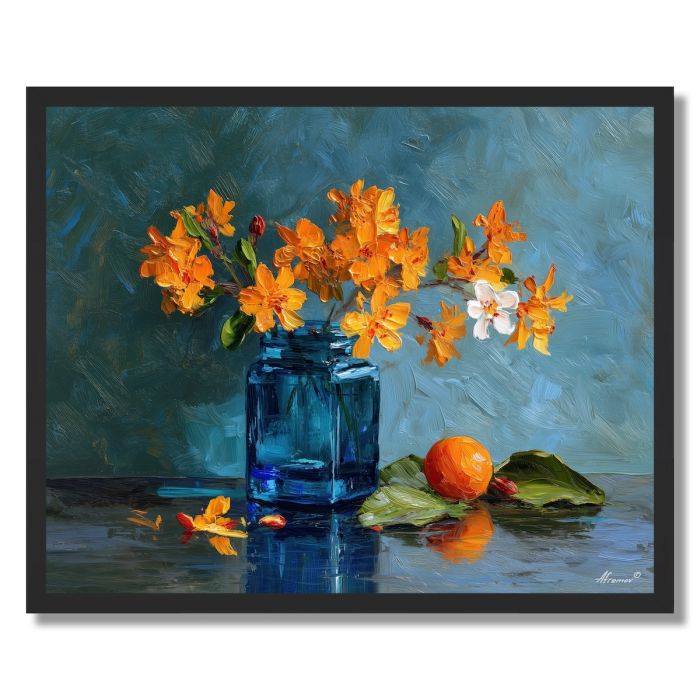 BLUE GLASS VASE - FRAMED