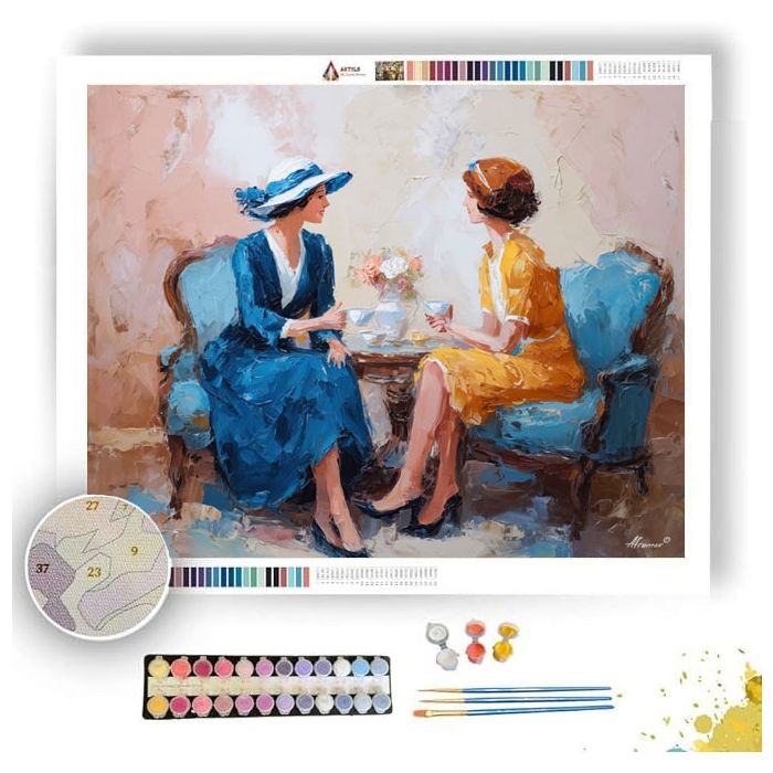 BLUE SALON TEA - Paint by Numbers Full Kit