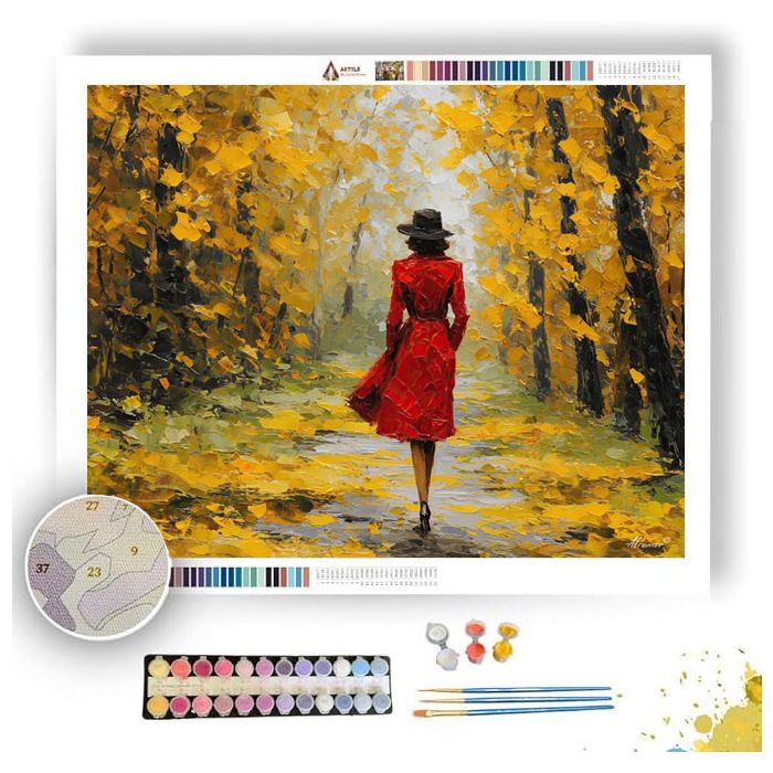 LADY IN RED COAT - Paint by Numbers Full Kit