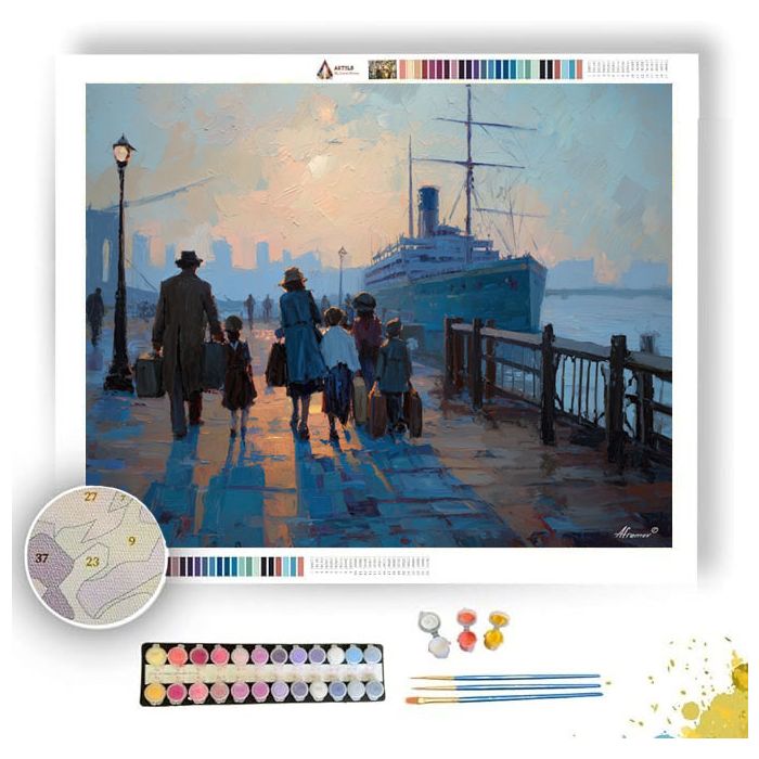 NEW YORK IMMIGRANT PIER - Paint by Numbers Full Kit