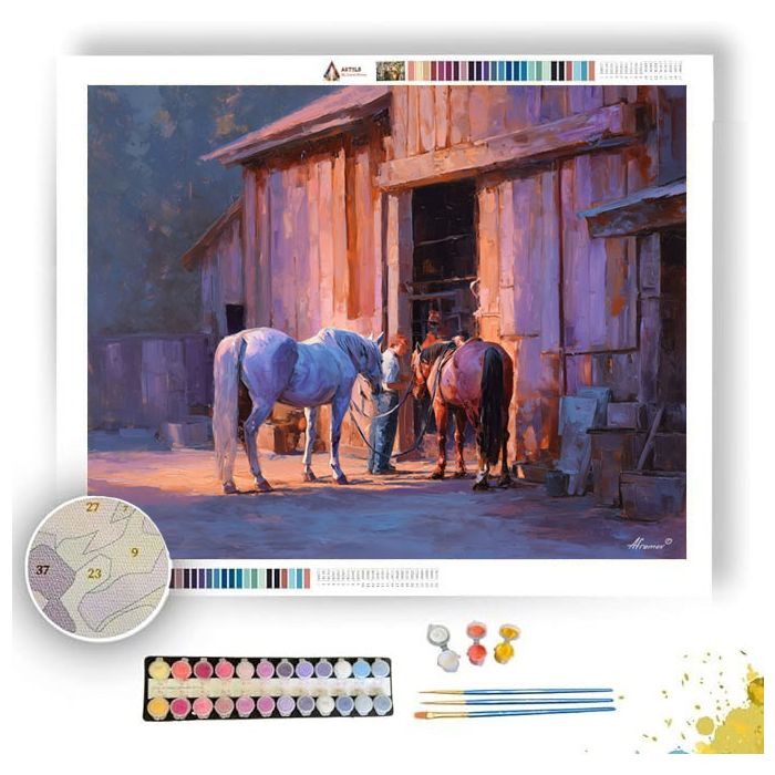 STABLE YARD MORNING - Paint by Numbers Full Kit
