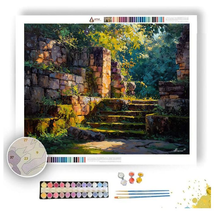 MAYAN RUINS IN SUN - Paint by Numbers Full Kit