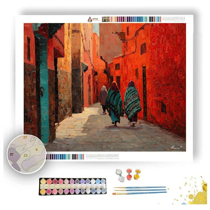 MARRAKECH RED STREET - Paint by Numbers Full Kit