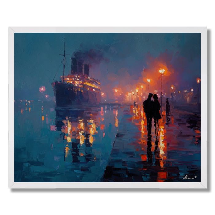 LOVERS ON THE PIER - FRAMED