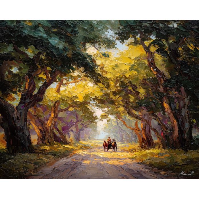 HORSES ON COUNTRY ROAD