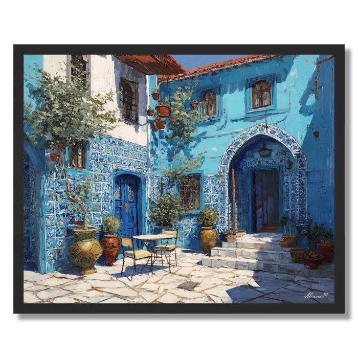 TURKISH BLUE COURTYARD - FRAMED