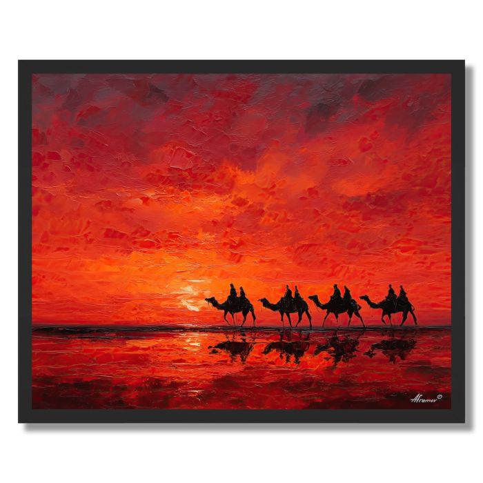 CARAVAN AT SUNSET - FRAMED