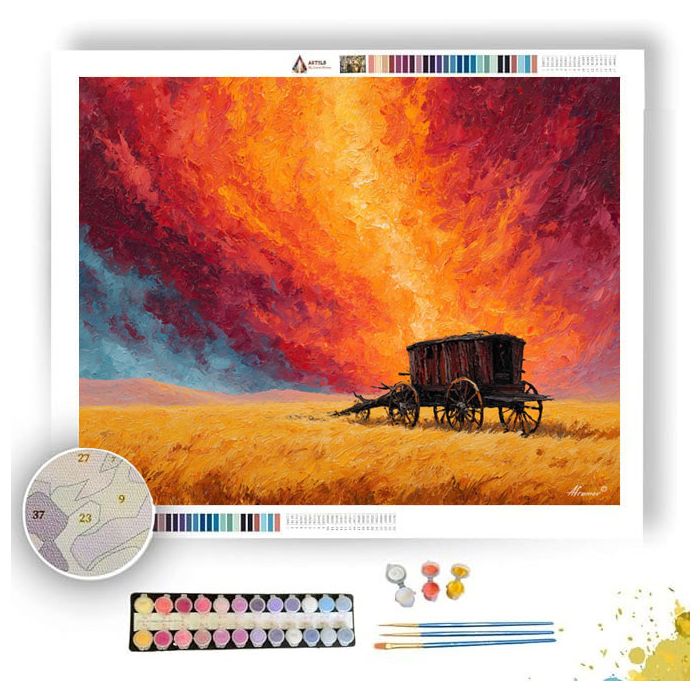 WAGON IN THE DUST - Paint by Numbers Full Kit