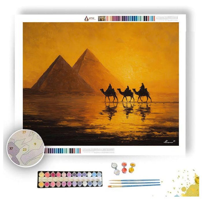 PYRAMIDS AT DAWN - Paint by Numbers Full Kit