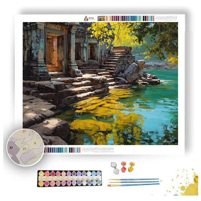 CAMBODIAN RIVER SHRINE - Paint by Numbers Full Kit