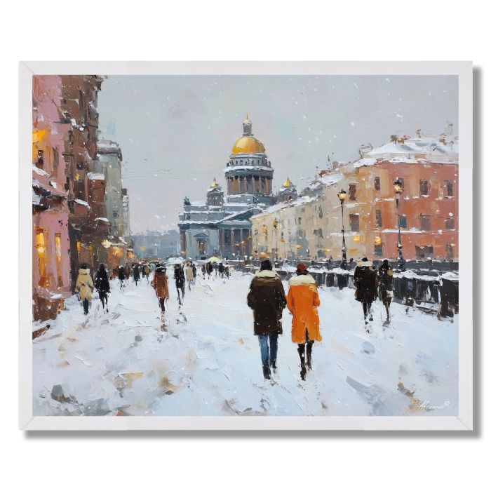 ST. PETERSBURG SNOW WALK - FRAMED