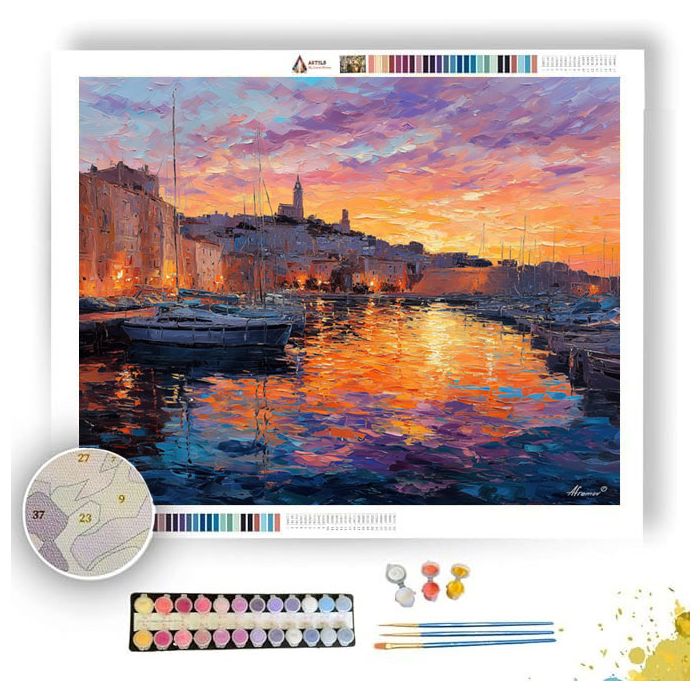 MARSEILLE SUNSET WATERFRONT - Paint by Numbers Full Kit