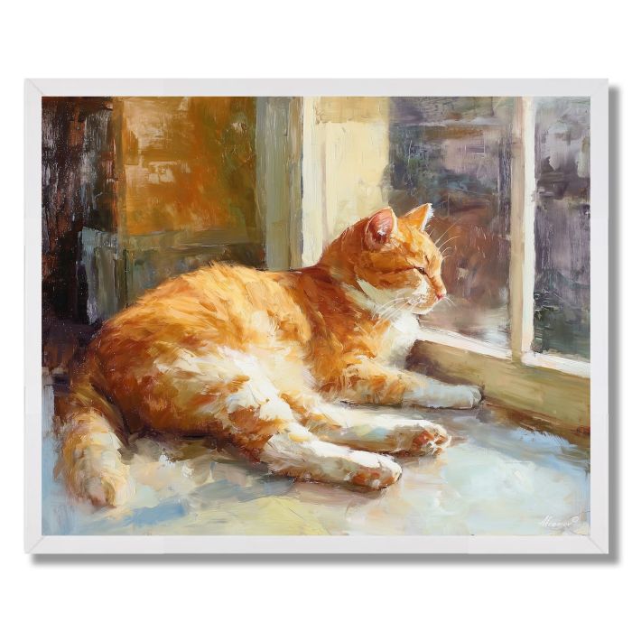 CAT BY WINDOW - FRAMED