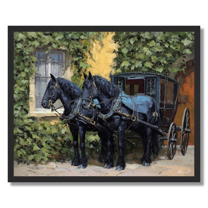 CARRIAGE AT GATE - FRAMED