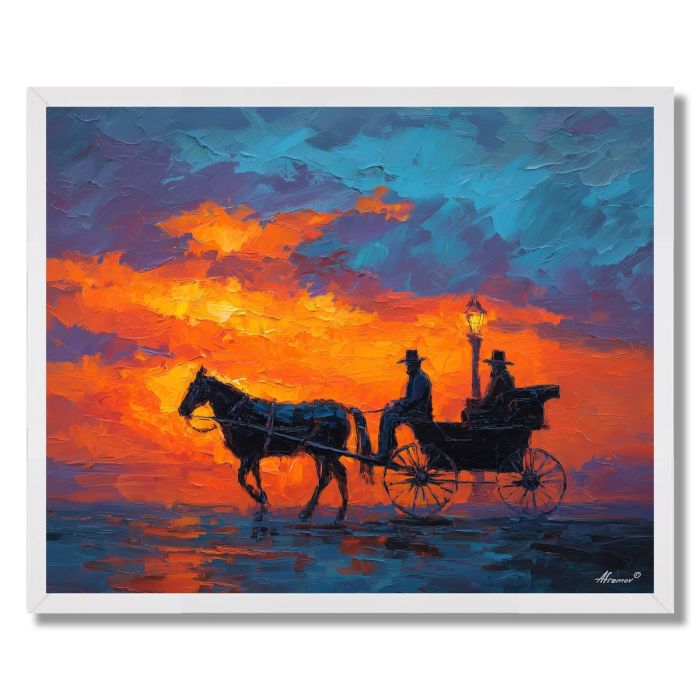 CARRIAGE AT SUNSET - FRAMED
