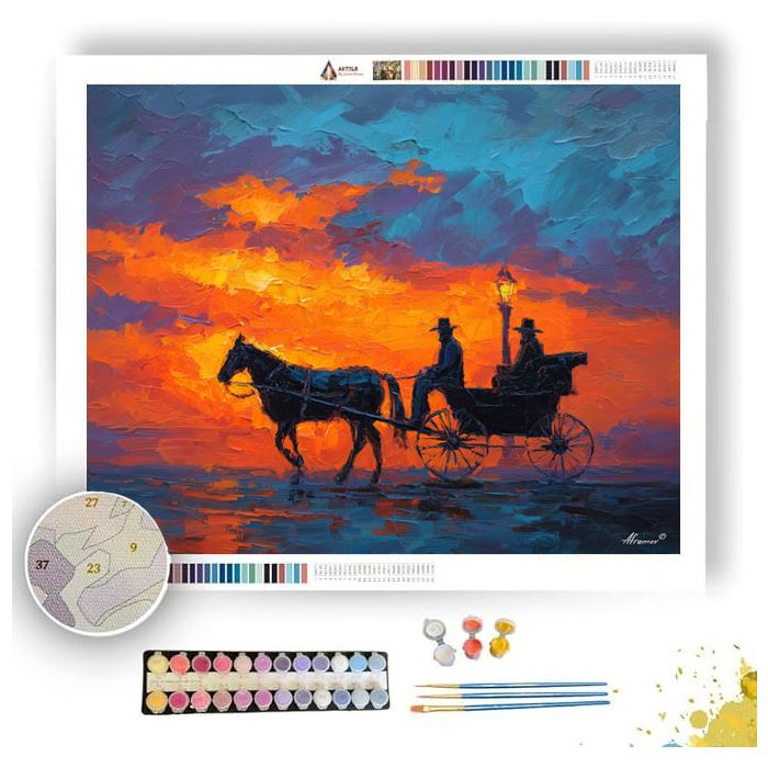 CARRIAGE AT SUNSET - Paint by Numbers Full Kit