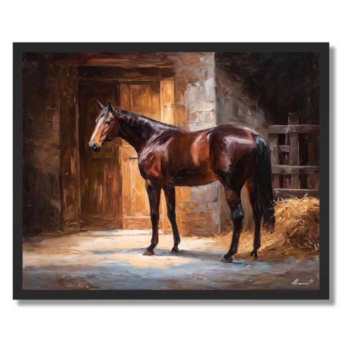 GROOMING AT STABLE - FRAMED