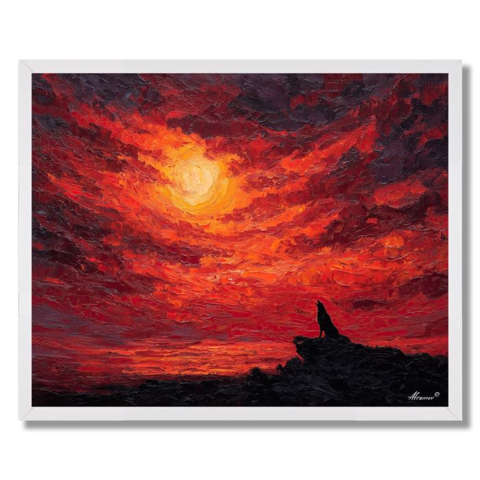 CRIMSON SKY WOLF - FRAMED