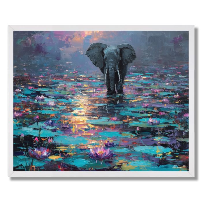 LOTUS PATH ELEPHANT - FRAMED