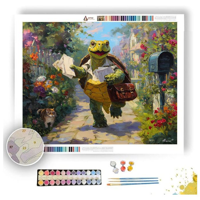 TURTLE POSTMAN DELIVERS MAIL - Paint by Numbers Full Kit