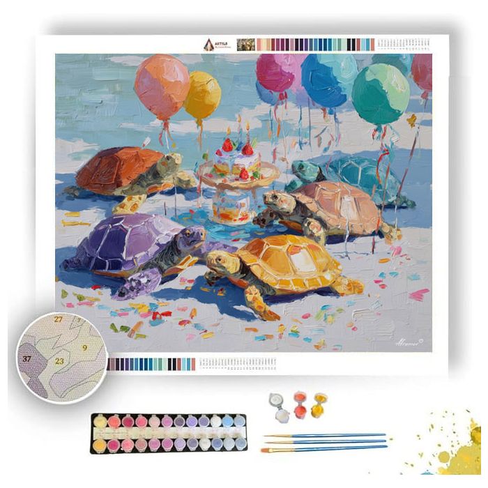 BIRTHDAY PARTY TURTLES - Paint by Numbers Full Kit