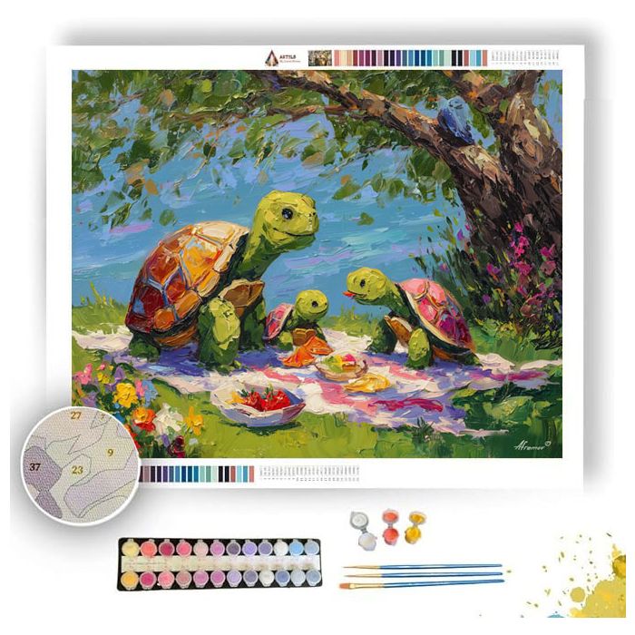 TURTLE FAMILY PICNIC - Paint by Numbers Full Kit