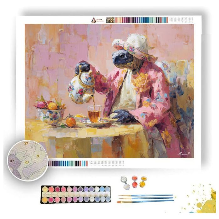 TEA TIME WITH GRANDMA TURTLE - Paint by Numbers Full Kit