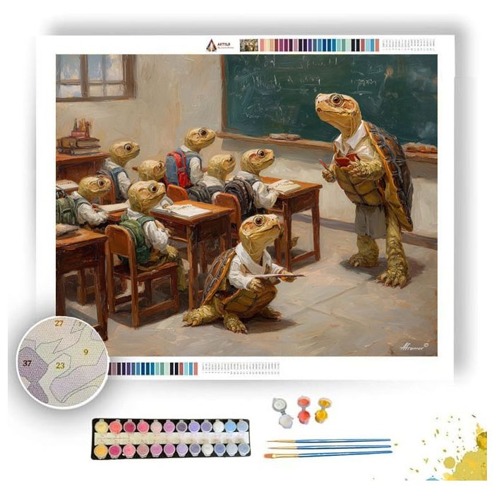 TURTLE STUDENTS IN CLASS - Paint by Numbers Full Kit