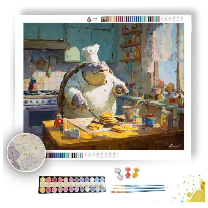 TURTLE CHEF AT WORK - Paint by Numbers Full Kit