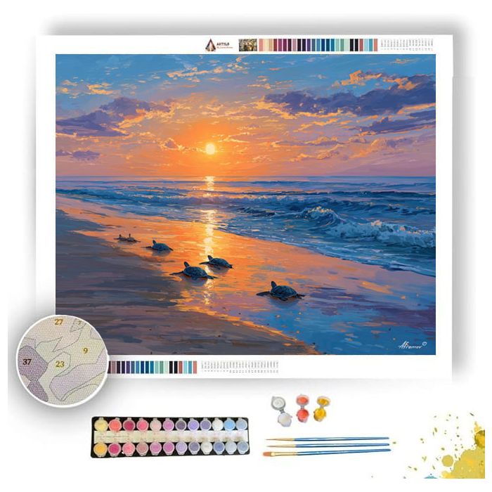 YOGA TURTLES AT SUNRISE - Paint by Numbers Full Kit