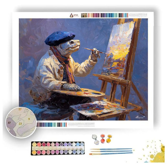 ARTIST TURTLE AT EASEL - Paint by Numbers Full Kit